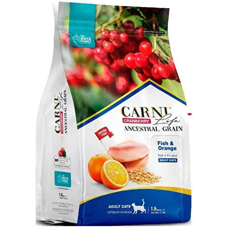 Carni Life Balık Portakal ve Kızılcıklı Yetişkin Kedi Maması 1,5 Kg