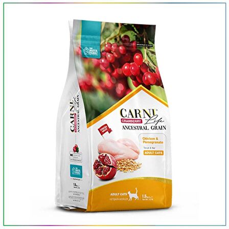 Carni Life Kısırlaştırılmış Cranberry Ancestral Grain Chicken & Pomegranate Yetişkin Kedi Maması 1,5 Kg