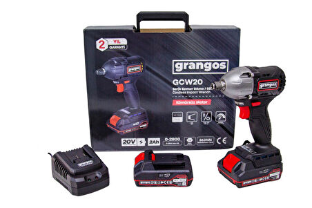 Grangos GCW20-T2 20V 2 Ah Çift Akülü Somun Sıkma Sökme 1/2’’ 360 Nm