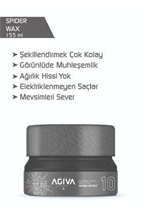 Agiva Hair Wax Effect Parlak Görünümlü Wax No:10 155ml X2