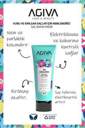 8d Hyaluron Kuru ve Kırılgan Saçlar İçin Nemlendirici Saç Kremi-Vegan