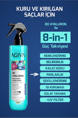 8d Hyaluron Yoğun Nemlendirici, Güçlendirici ve Isı Koruyucu Çift Fazlı Fön Suyu - 400 ml - Vegan 