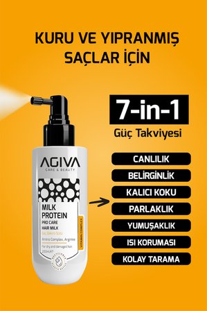 Agiva Milk Protein Saç Bakım Sütü – Kuru ve Yıpranmış Saçlar İçin Onarıcı Bakım 200 ml