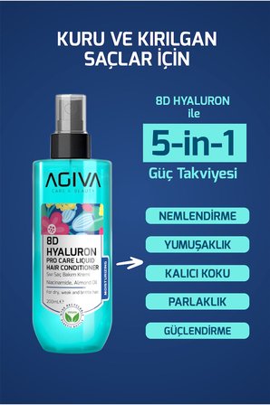 8d Hyaluron Kuru ve Kırılgan Saçlar İçin Nemlendirici Sıvı Saç Kremi-Vegan