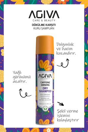 AGİVA Caffeine Ginseng Egzotik Meyve Kokulu Hacimlendirici Kuru Şampuan 200 ml – Vegan