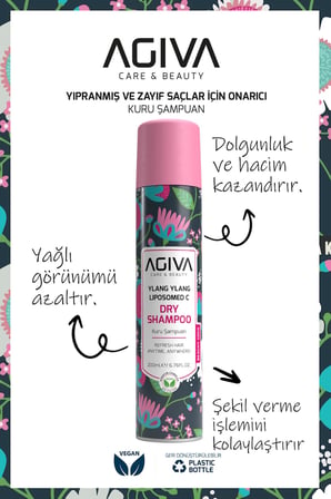 AGİVA Ylang Ylang Liposomed C Hindistan Cevizi ve Vanilya Kokulu Hacimlendirici Kuru Şampuan 200 ml - Vegan