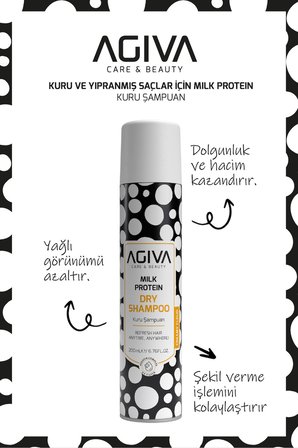 AGİVA CARE & BEAUTY Milk Protein Süt ve Vanilya Kokulu Hacimlendirici Kuru Şampuan 200 ml