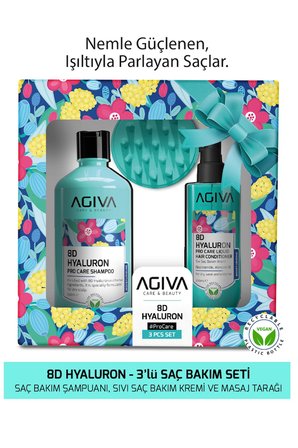 8D Hyaluron 3'lü Şampuan 500 ml & Sıvı Saç Kremi 200 ml & Masaj Tarağı