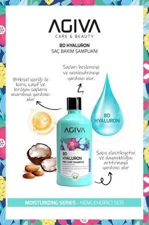 8D Hyaluron 3'lü Şampuan 500 ml & Sıvı Saç Kremi 200 ml & Masaj Tarağı