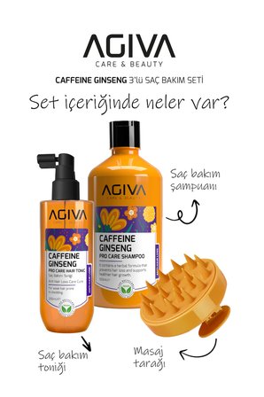 Caffeine Ginseng Şampuan 500 ml & Saç Toniği & Masaj Tarağı 3'lü Set