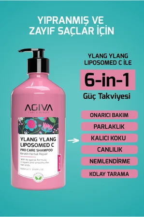 Ylang Ylang&Lipozomed C Yıpranmış ve Zayıf Saçlar İçin Onarıcı Şampuan 1000ML-Vegan