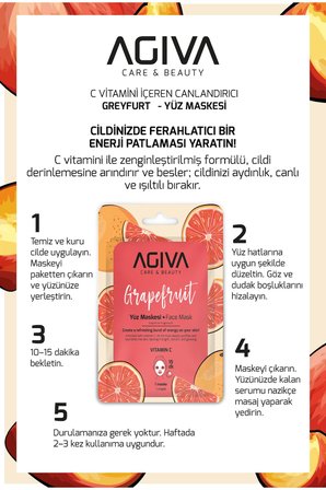 Greyfurt C Vitamini İçeren Canlandırıcı Kağıt Yüz Maskesi 5'li Set - Aydınlatıcı Etki