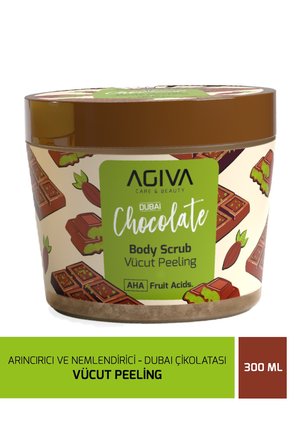 Dubai Çikolatası Arındırıcı Nemlendirici Vücut Peeling – Pürüzsüzleştirici AHA Meyve Asitli 300 ml