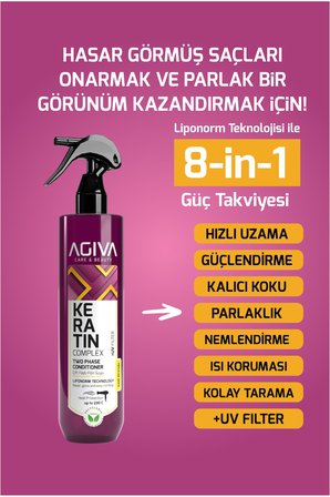 8d Hyaluron Yoğun Nemlendirici, Güçlendirici ve Isı Koruyucu Çift Fazlı Fön Suyu - 400 ml - Vegan 