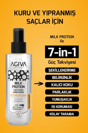AGİVA CARE & BEAUTY Milk Protein Onarıcı, Besleyici ve Isı Koruyucu Çift Fazlı Fön Suyu - 250 ml