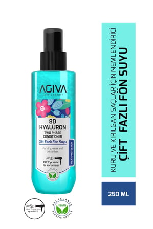 AGİVA CARE & BEAUTY 8d Hyaluron Yoğun Nemlendirici, Güçlendirici ve Isı Koruyucu Çift Fazlı Fön Suyu-250 ml-Vegan