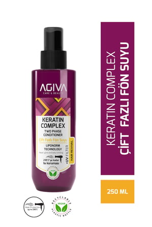 AGİVA CARE & BEAUTY  Keratin Complex Yoğun Onarıcı ve Isı Koruyucu Çift Fazlı Fön Suyu - 250 ml -Vegan -Uv Fİlter