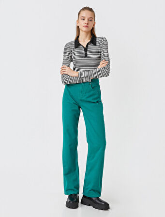 Yüksek Bel Bol Paça Kot Pantolon  - Wide Leg