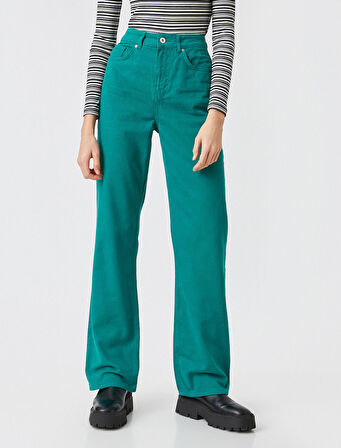 Yüksek Bel Bol Paça Kot Pantolon  - Wide Leg