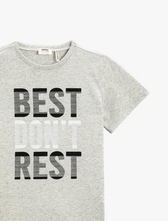 Slogan Baskılı Kısa Kollu Tişört