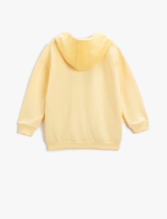 Baskılı Kanguru Cepli Kapüşonlu Sweatshirt 