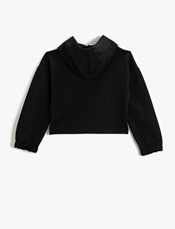 Baskılı Kapüşonlu Sweatshirt Pamuklu Uzun Kollu