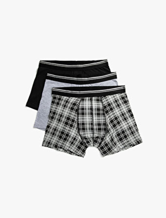 3'lü Boxer Seti Ekose Desenli Çok Renkli