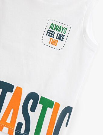 Slogan Baskılı Atlet Bisiklet Yaka Pamuklu