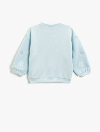 Baskılı Sweatshirt Bisiklet Yaka Pamuklu