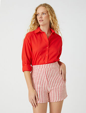 Uzun Kollu Gömlek Keten Karışımlı