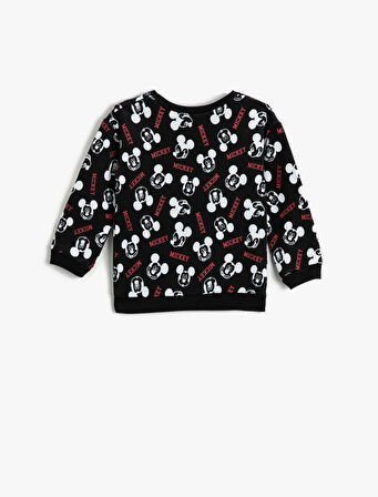 Mickey Mouse Baskılı Sweatshirt Bisiklet Yaka Lisanslı Pamuklu