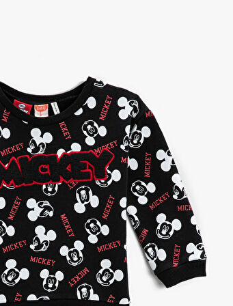 Mickey Mouse Baskılı Sweatshirt Bisiklet Yaka Lisanslı Pamuklu