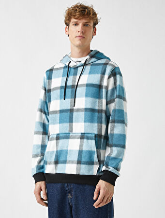 Ekose Polar Kapşonlu Sweatshirt