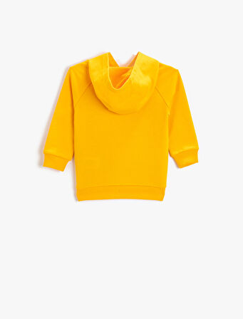 Hayvan Baskılı Kapüşonlu Sweatshirt Pamuklu