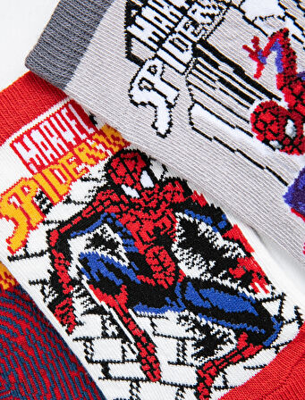 3'lü Spiderman Baskılı Çorap Lisanslı Kısa 3'lü Set