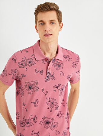 Slim Fit Desenli Polo Yaka Tişört