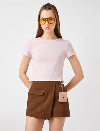 Tshirt Kısa Kollu Bisiklet Yaka Pamuklu