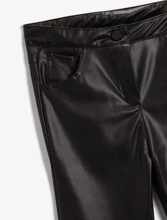 Suni Deri İspanyol Paça Pantolon
