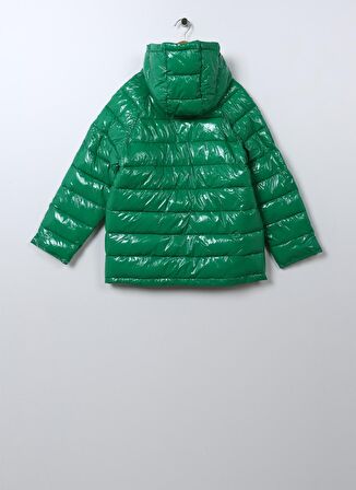 Koton Yeşil Kız Çocuk Kapüşonlu Uzun Kollu Düz Mont 3WKG20016AW