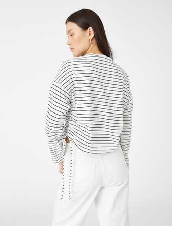 Bisiklet Yaka Sweatshirt Büzgü Detaylı