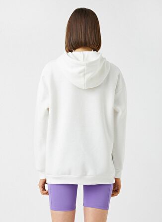 Koton Kapüşon Yaka Baskılı Ekru Kadın Sweatshırt 3WAL10064IK