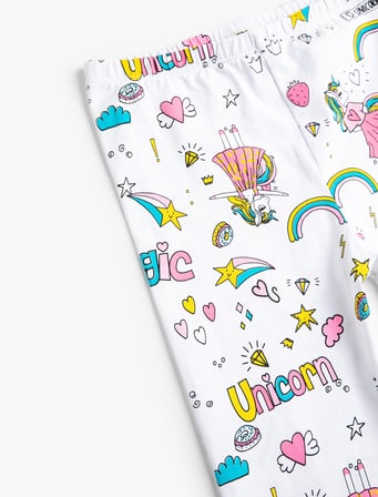 Unicorn Baskılı Tayt Diz Üstü Pamuklu