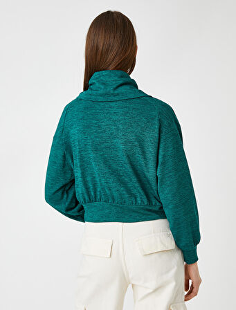 Yarım Fermuarlı Sweatshirt Dik Yaka