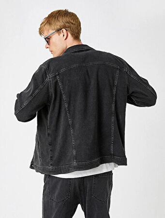 3WAM50003BD Koton Erkek Jean Ceket SİYAH