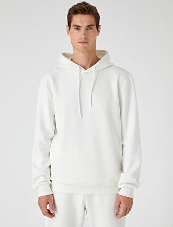 Basic Kapşonlu Sweatshirt Şardonlu