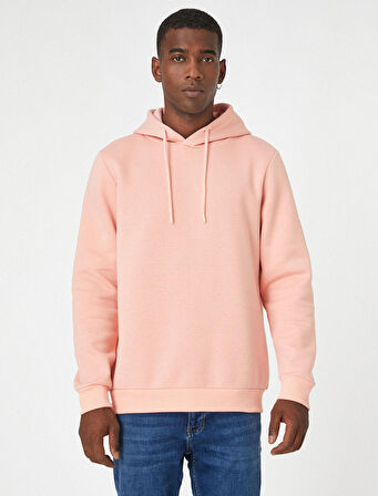 Basic Kapşonlu Sweatshirt Şardonlu