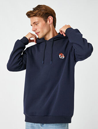 Kaplan Nakışlı Kapşonlu Sweatshirt Şardonlu