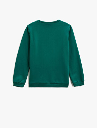 Sweatshirt Uzun Kollu Baskılı Bisiklet Yaka