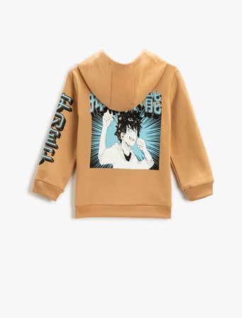 Kapüşonlu Sweatshirt Baskılı
