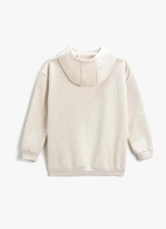 Koton Ekru Kız Çocuk Kapüşonlu Uzun Kollu Baskılı Sweatshirt 3WKG10148AK